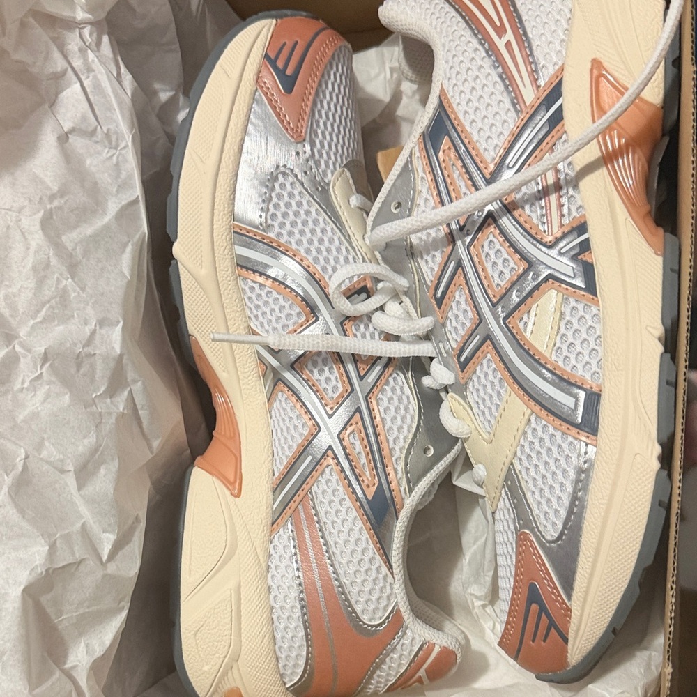 Asics Women's White and Peach Athletic Shoes